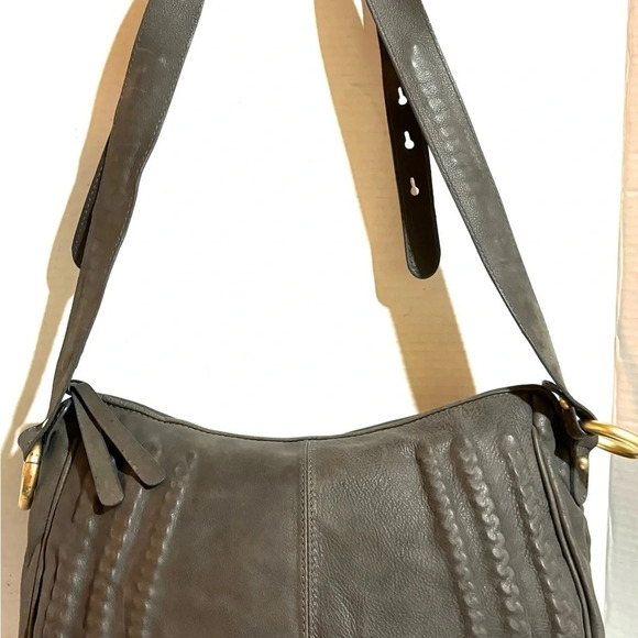 Stuart Weitzman gray leather  suede crossbody handbag - Picture 9 of 9